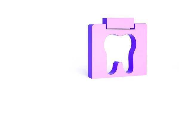 白い背景に単離された歯のアイコンの紫色のX線 歯科用X線 放射線画像 最小限の概念 3Dイラスト3Dレンダリング — ストック写真