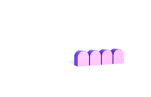 白の背景に隔離された紫の入れ歯モデルのアイコン 上顎の歯 歯の概念 最小限の概念 3Dイラスト3Dレンダリング — ストック写真
