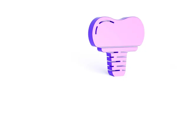 Icono Implante Dental Púrpura Aislado Sobre Fondo Blanco Concepto Minimalista — Foto de Stock