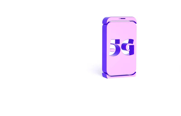 Purple Mobile Con Nuevo Icono Wifi Internet Inalámbrico Aislado Sobre — Foto de Stock