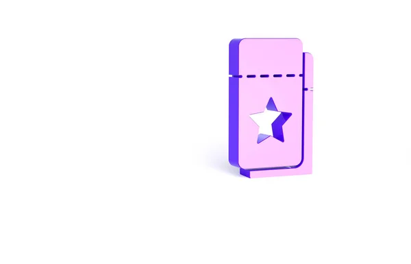 Purple Cinema Ticket Icon Isolated White Background Minimalism Concept Illustration — Stock Photo, Image