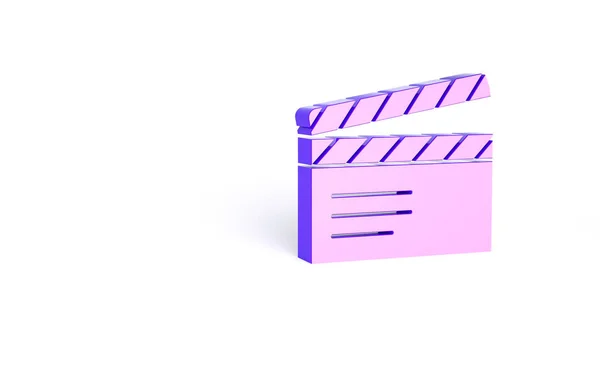 Purple Movie Clapper Pictogram Geïsoleerd Witte Achtergrond Filmklapbord Bord Met — Stockfoto