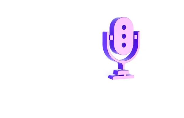 Purple Microphone Icon Isolated White Background Air Radio Mic Microphone — Stock Photo, Image