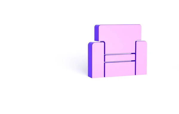 紫色电影椅子图标孤立在白色背景 最低纲领的概念 3D渲染3D插图 — 图库照片