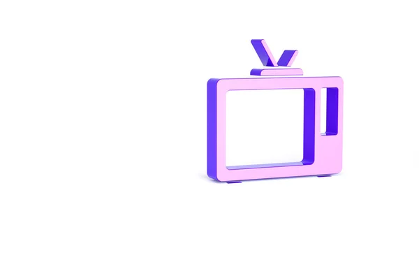 Purple Retro Icon Isolated White Background Television Sign Minimalism Concept — Stock Photo, Image