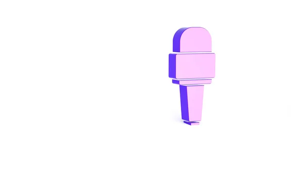 白の背景に分離された紫色のマイクアイコン 無線マイクで スピーカーサイン 最小限の概念 3Dイラスト3Dレンダリング — ストック写真