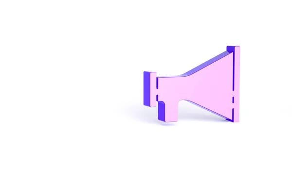 Фиолетовый Мегафон Значок Изолирован Белом Фоне Знак Оратора Концепция Минимализма — стоковое фото