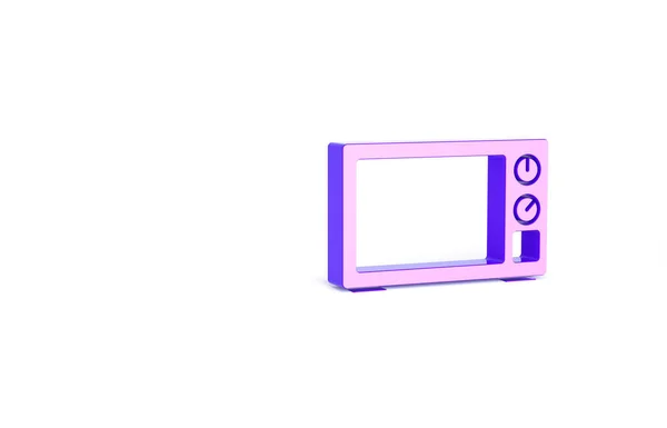 紫色微波炉图标孤立在白色背景 家用电器图标 最低纲领的概念 3D渲染3D插图 — 图库照片