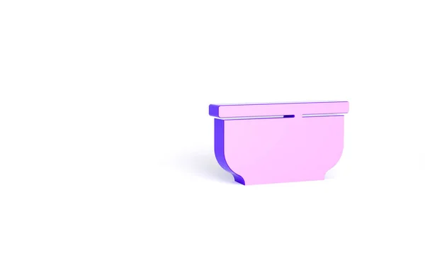 Ikona Purple Bowl Izolované Bílém Pozadí Minimalismus Ilustrace Vykreslení — Stock fotografie