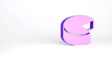 Mor Peynir simgesi beyaz arkaplanda izole edildi. Minimalizm kavramı. 3d illüstrasyon 3B canlandırma.