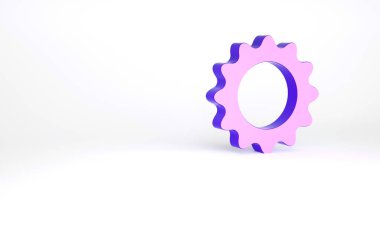 Mor Güneş simgesi beyaz arkaplanda izole edildi. Yaz sembolü. Güneşli bir gün. Minimalizm kavramı. 3d illüstrasyon 3B canlandırma.