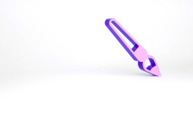 Beyaz arkaplanda mor boya fırçası simgesi izole edildi. Minimalizm kavramı. 3d illüstrasyon 3B canlandırma.