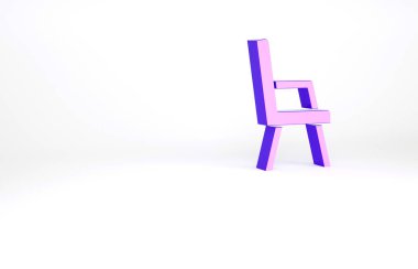 Mor Kol Koltuğu simgesi beyaz arkaplanda izole edildi. Minimalizm kavramı. 3d illüstrasyon 3B canlandırma.