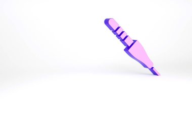 Mor Ses Jack simgesi beyaz arkaplanda izole edildi. Bağlantı ses ekipmanları için ses kablosu. Fiş kablosu. Müzik aleti. Minimalizm kavramı. 3d illüstrasyon 3B canlandırma.