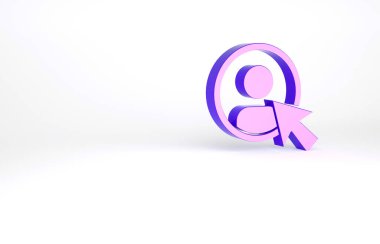 Mor Hesap Ekranı simgesi beyaz arkaplanda izole edildi. Minimalizm kavramı. 3d illüstrasyon 3B canlandırma.