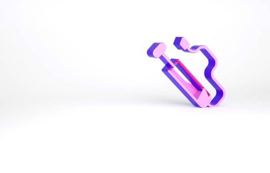 Mor bisiklet hava pompası ikonu beyaz arka planda izole edildi. Minimalizm kavramı. 3d illüstrasyon 3B canlandırma.