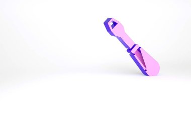 Mor tornavida simgesi beyaz arkaplanda izole edildi. Servis aracı sembolü. Minimalizm kavramı. 3d illüstrasyon 3B canlandırma.