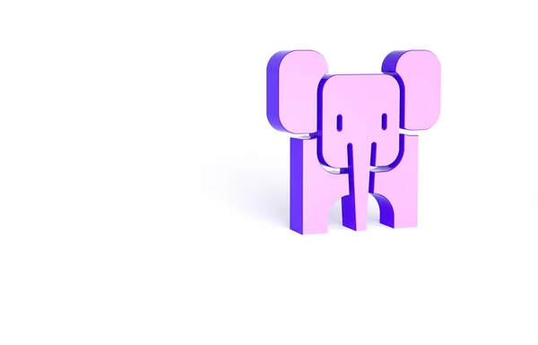 紫色大象图标在白色背景上被隔离 最低纲领的概念 3D渲染3D插图 — 图库照片