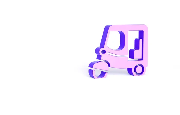 紫色出租车晚礼服图标孤立在白色背景 印度汽车人力车的概念 德里汽车 最低纲领的概念 3D渲染3D插图 — 图库照片