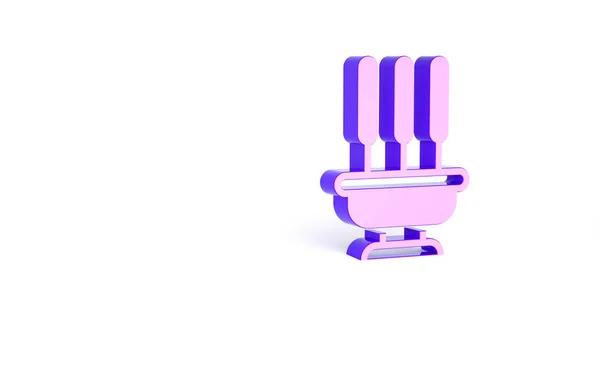 Фіолетовий Палаючий Ароматний Ладан Палички Значок Ізольовані Білому Тлі Концепція — стокове фото
