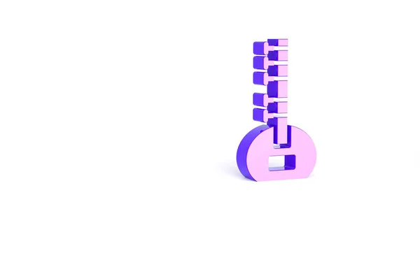 紫色西塔古典乐器图标孤立在白色背景 最低纲领的概念 3D渲染3D插图 — 图库照片