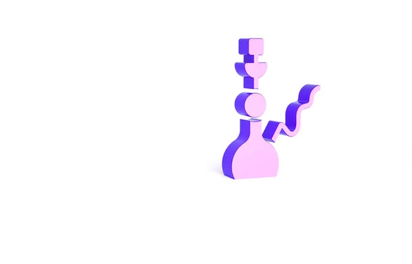 紫色的Hookah图标在白色背景上隔离 最低纲领的概念 3D渲染3D插图 — 图库照片