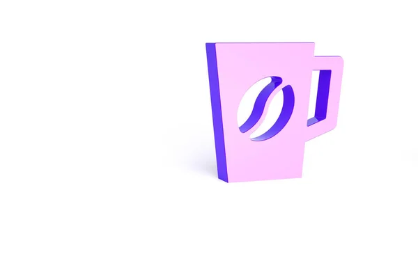 Purple Coffee Cup Pictogram Geïsoleerd Witte Achtergrond Theekopje Warme Drank — Stockfoto