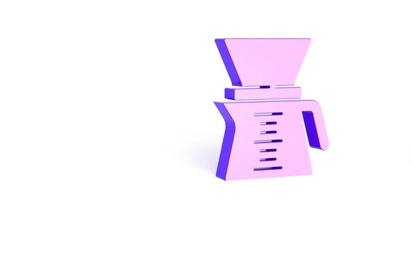 白の背景に分離された紫のケメックスアイコン コーヒーの醸造の代替方法 コーヒー文化 最小限の概念 3Dイラスト3Dレンダリング — ストック写真