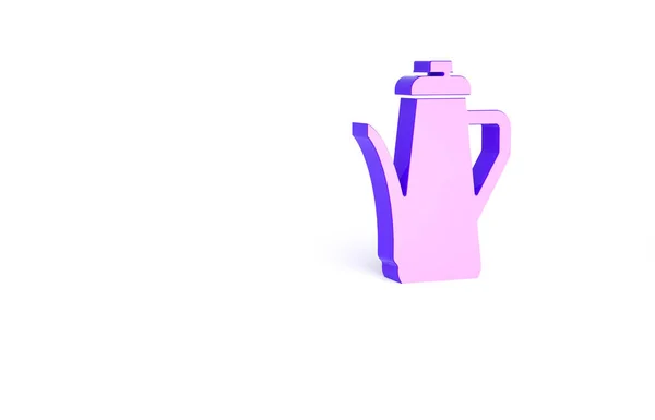 Фіолетова Піктограма Чайника Ізольована Білому Тлі Концепція Мінімалізму Ілюстрація Рендеринга — стокове фото