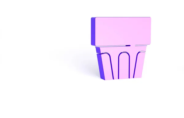 白の背景に水のアイコンが隔離されたパープルガラス ソーダドリンクグラス 新鮮な冷たい飲み物のシンボル 最小限の概念 3Dイラスト3Dレンダリング — ストック写真
