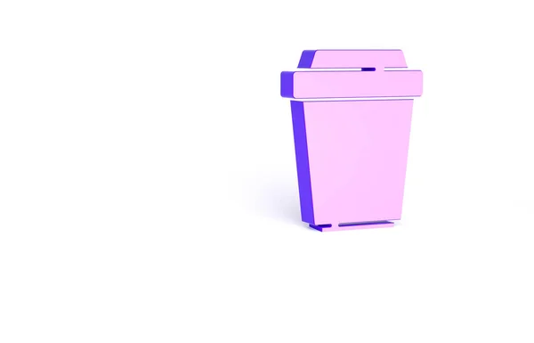 紫色咖啡杯将成为白色背景上孤立的图标 最低纲领的概念 3D渲染3D插图 — 图库照片