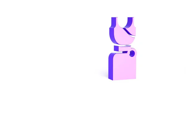 紫色女人的服装图标孤立在白色背景 衣服的标志 最低纲领的概念 3D渲染3D插图 — 图库照片