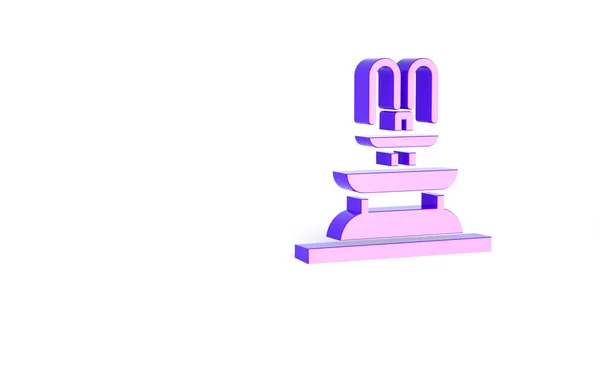 紫色喷泉图标隔离在白色背景上 最低纲领的概念 3D渲染3D插图 — 图库照片
