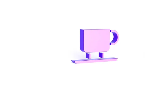 Фіолетовий Значок Чашки Кави Ізольовано Білому Тлі Чайна Чашка Гарячий — стокове фото