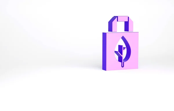 Bolsa Compras Purple Paper Con Icono Reciclaje Aislado Sobre Fondo — Foto de Stock