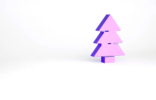 Purple Christmas Tree Icon Isolated White Background Merry Christmas Happy — Stock Photo, Image