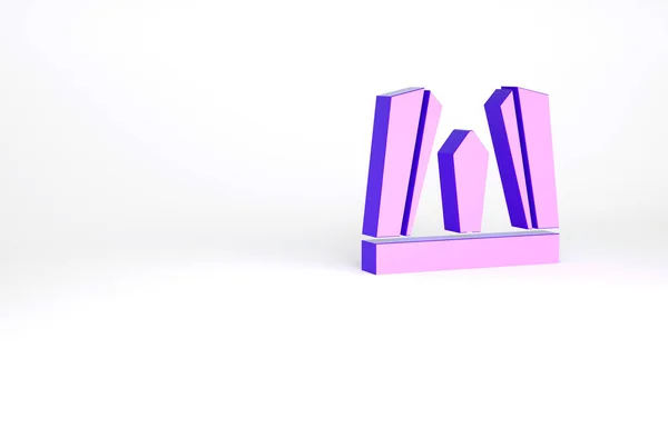 白い背景にヨーロッパのアイコンの紫の門 エウロパ塔 スペインのマドリード市 最小限の概念 3Dイラスト3Dレンダリング — ストック写真