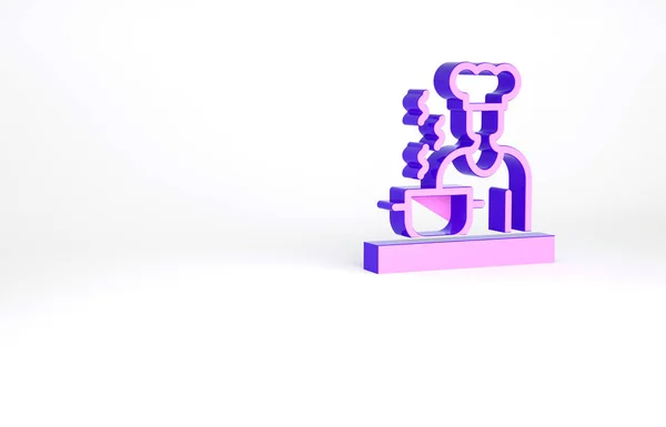 Фиолетовая Икона Испанского Повара Белом Фоне Концепция Минимализма Рендеринг — стоковое фото
