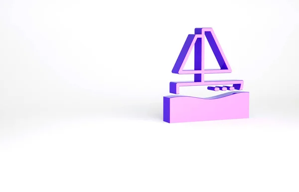 Фиолетовый Яхт Парусник Икона Парусного Судна Изолированы Белом Фоне Морской — стоковое фото