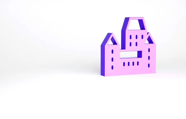加拿大魁北克市的紫色城堡 Purple Chateau Frontenac 白色背景的象征 最低纲领的概念 3D渲染3D插图 — 图库照片