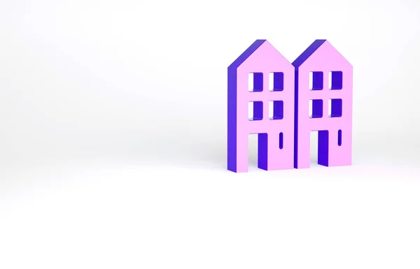 紫色の家のアイコンは白い背景に隔離されています ホームシンボル 最小限の概念 3Dイラスト3Dレンダリング — ストック写真
