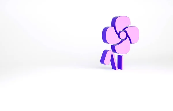 Фиолетовый Цветок Мака Значок Изолирован Белом Фоне Концепция Минимализма Рендеринг — стоковое фото