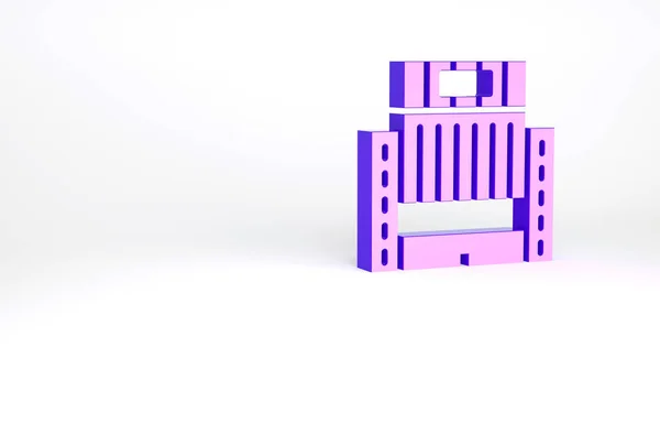 乌克兰人紫色酒店建筑图标被白色背景隔离 最低纲领的概念 3D渲染3D插图 — 图库照片