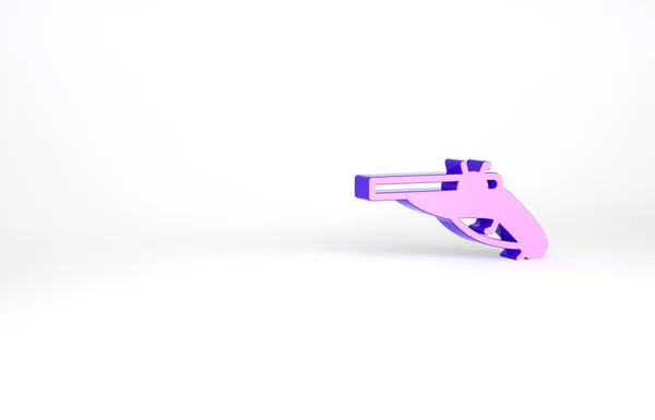 Purple Vintage Pistols Icon Isolated White Background Ancient Weapon Minimalism — Stock Photo, Image