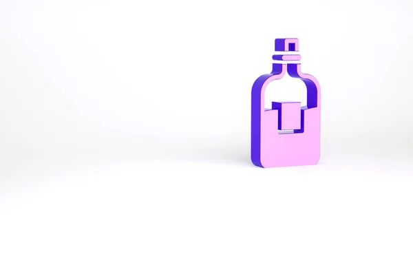 Фиолетовая Стеклянная Бутылка Водки Икона Изолированы Белом Фоне Концепция Минимализма — стоковое фото