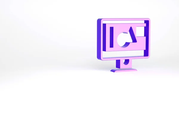 Icono Pantalla Monitor Computadora Púrpura Aislado Sobre Fondo Blanco Dispositivo —  Fotos de Stock