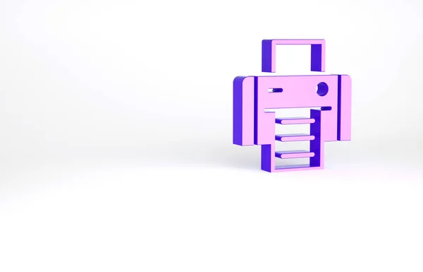 Фиолетовый Значок Принтера Выделен Белом Фоне Концепция Минимализма Рендеринг — стоковое фото