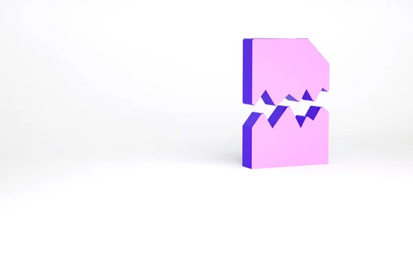 Фиолетовый Порванный Документ Значок Изолирован Белом Фоне Концепция Минимализма Рендеринг — стоковое фото