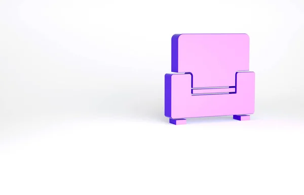 Sillón Púrpura Icono Aislado Sobre Fondo Blanco Concepto Minimalista Ilustración —  Fotos de Stock
