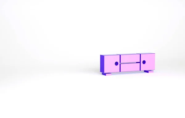 Фіолетовий Комод Значок Ізольований Білому Тлі Концепція Мінімалізму Ілюстрація Рендеринга — стокове фото